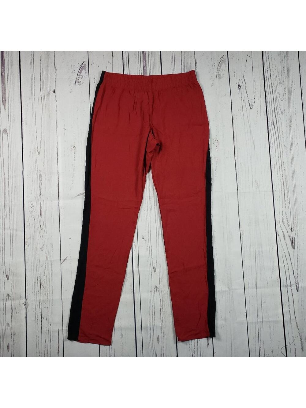 Tezenis Lightweight Red Black Stripe Skinny Leg Pants Women's Size Large